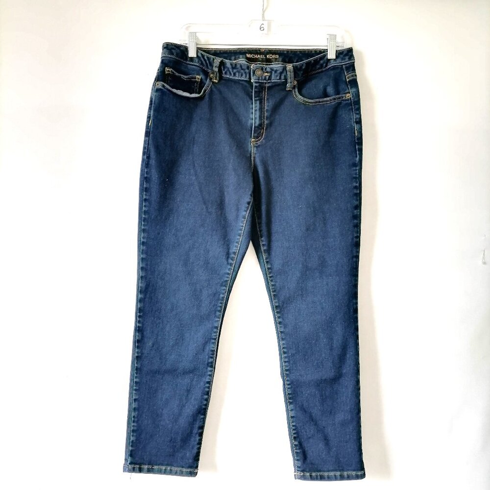 Michael Kors Womens Blue Liz Cropped Skinny Jeans Size 12